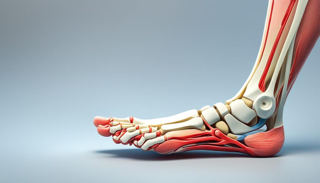 Qué es un juanete o hallux valgus y su formación Ilustración detallada de un pie con juanete (hallux valgus)