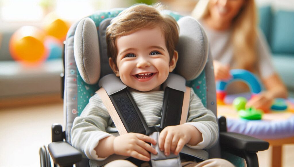 Niño con movilidad reducida usando un cojín antiescaras pediátrico para confort y protección